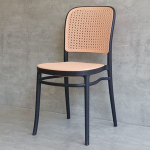Contemporary Faux Rattan <b>Mesh</b> Thonet <b>Plastic</b> Molded Restaurant Chair ST3042 - Product Image 2