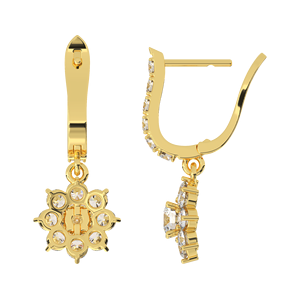 Boucles d'oreilles pendantes en plaqué or massif 10 carats à la mode vintage pierre de zircon CZ en forme de fleur pour toutes les occasions-cadeau de fête - Product Image 6