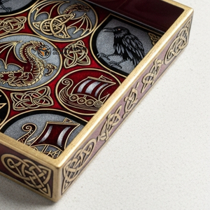 ถาดเสิร์ฟไม้ทรงสี่เหลี่ยมลายคลื่นทะเลและโลมา งานแฮนด์เมดจากอินเดีย ของตกแต่งหรูหรา ย่อยสลายได้ เป็นมิตรกับสิ่งแวดล้อม ใช้แล้วทิ้ง - Product Image 6