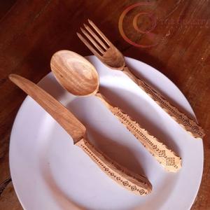 Juego de Cubiertos Desechables de Madera Natural, Reutilizables, Aptos para Lavavajillas, Estilo Tradicional, para un Estilo de Vida Saludable - Product Image 4