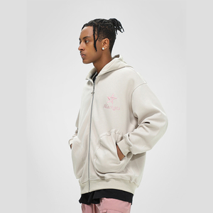 Cotton Heavyweight 600gsm Baggy Custom Embroidery Logo Vintage Oversized Heavyweight Zip Up Unisex Hoodie - Product Image 1