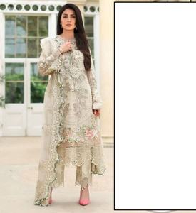 Robe de luxe en mousseline de soie brodée Salwar Kameez avec pierres lourdes, Collection de mariage de luxe, vente populaire, 2023 - Product Image 4