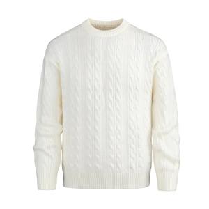 2025 Jersey de punto informal de principios de primavera para hombres, suéter suelto de Color sólido con diseño único de cuello trenzado negro - Product Image 4