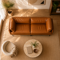 Canapé d'angle en L personnalisé en cuir véritable moderne, antibactérien, avec dossier réglable et rembourrage en éponge, idéal pour appartement et hôtel