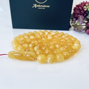 Perles de prière en ambre, perles musulmanes rondes, chapelet islamique naturel - Product Image 5