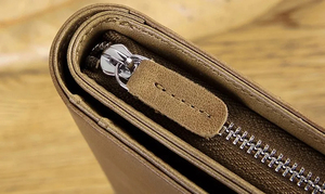 Genuine Leather Long <b>Wallet</b> Unisex Zipper Closure Minimalist Style Daily Use - Product Image 6