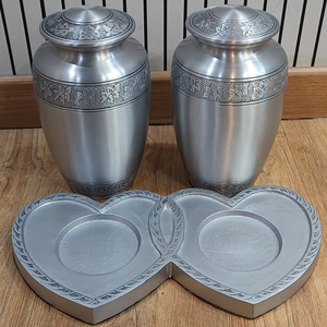 Ensemble d'urnes de crémation/ensemble d'urnes commémoratives/urnes funéraires urnes de cendres ensemble de 2 pièces conteneurs de crémation urnes souvenir urne en métal avec support - Product Image 1