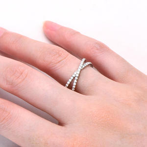 Jeulia <b>Cross</b> Design Moissanite Round Cut Sterling <b>Silver</b> Women's Band <b>Ring</b> - Product Image 5