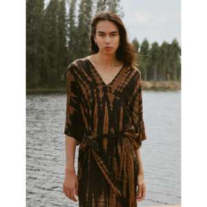 Vestido Kaftan Maxi Tie Dye para Mujer, Cuello en V, Corte Holgado, Largo hasta el Suelo, Ecológico, Lavable, Cintura Natural, Estilo Boho, Ropa de Playa y Resort - Product Image 2