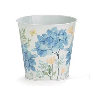 L'émail rond d'autocollant de jardinière de couverture de pot d'étain blanc en détresse dans des pots multicolores a la conception de rose d'or en relief au centre - Product Image 2