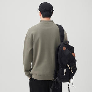 Sudadera con capucha de invierno para hombre, de punto con media cremallera, forro polar ecológico, nueva tendencia, estilo urbano, manga larga, colores sólidos - Product Image 3