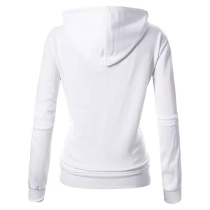 Sudadera con capucha y cremallera con cordón para mujer, sudadera con cremallera con estampado personalizado o bordado para mujer, Sudadera con capucha corta de alta calidad teñida en blanco - Product Image 2