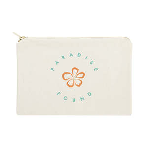Paradise Found Eco-Friendly Cotton Canvas Cosmetic Bag Large Capacity Zipper <b>Case</b> Durable Portable Soft Zipper Closure Letter - Product Image 1