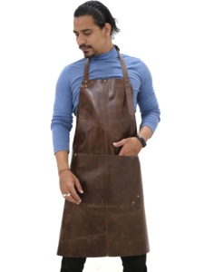 Robuste café Chef Restaurant outil de travail bavoir en cuir jardin barbecue uniforme tablier en cuir pour femmes hommes charpentier tablier de travail - Product Image 2