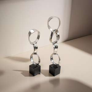 Vente en Gros Accent Aluminium Ruban Chaîne Sculpture Métal Bougeoirs Lanternes Bougies Pots - Product Image 2