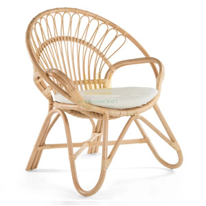 Sillón de ratán redondo moderno con cojín de asiento, silla alta para bebé para comedor, cocina, sala de estar al aire libre, uso en el parque - Product Image 4