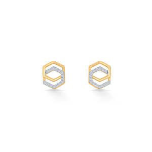 Boucles d'oreilles en or Geo Glitz avec diamants pour femmes - Product Image 3