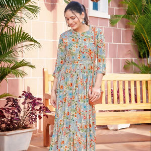 Haut imprimé en rayonne brodée avec travail manuel Vente en ligne de vêtements indiens et pakistanais - Product Image 1