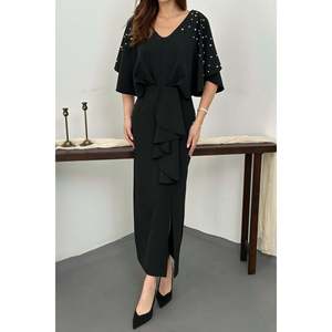 Elisa Fashion Woman Black <b>Vest</b>-Pleated <b>Dress</b>-Siyah - Product Image 4
