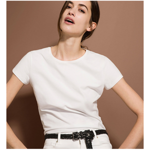 Camiseta de manga corta de algodón de alta calidad para mujer, camiseta de ocio de color puro para mujer, camiseta para hombre - Product Image 4