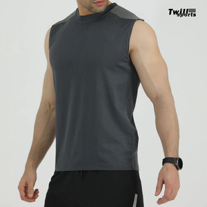 เสื้อกล้ามผู้ชายผ้าคอตตอน/ใยไผ่ระบายอากาศได้ดีโลโก้ผ้าถักแบบแห้งเร็วปรับแต่งสีได้เพื่อความสบายสูงสุด - Product Image 3