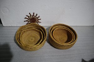 ตะกร้าหวายสานสานด้วยมือถาดไม้ไผ่เป็นมิตรต่อสิ่งแวดล้อมสำหรับโต๊ะรับประทานอาหารห้องครัวคาเฟ่และของตกแต่งบ้าน - Product Image 2