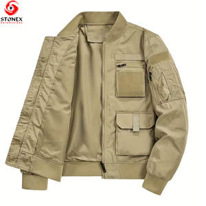 Prix de gros d'usine, veste cargo à manches longues pour homme, style streetwear, col montant, multi-poches, nouvelle conception tendance - Product Image 1