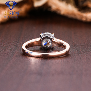 Lab-Stone 1.00 TDW Bague en or rose avec diamant taillé rond Couleur EF-VS à couper le souffle - Product Image 4