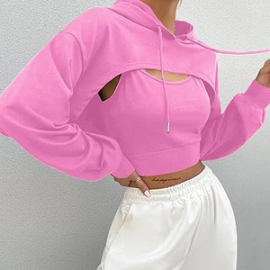 Nouvelle Arrivée : Sweats à Capuche Courts pour Femmes, Respirants, Anti-Boulochage, Tenue Décontractée, Broderie Personnalisée sur le Devant, Prix Bas - Product Image 4
