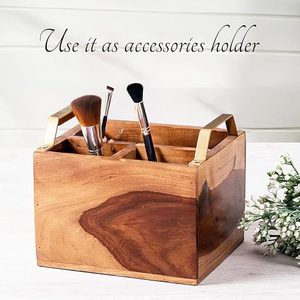 Porte-cuillères classique en bois de sheesham à trois niveaux, fait à la main, avec polissage de qualité supérieure pour un arrangement organisé du comptoir - Product Image 5