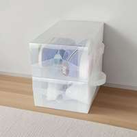 Boîte de rangement pliable transparente en plastique pour chaussures, organisateur écologique pour la maison, pour chaussures et sacs