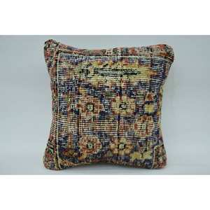 Multicolor Bohemian Wool Patchwork Kantha Pillow 12x12 Inch Vintage Embroidered <b>Print</b> Decorative <b>Cushion</b> for Home Woven - Product Image 1