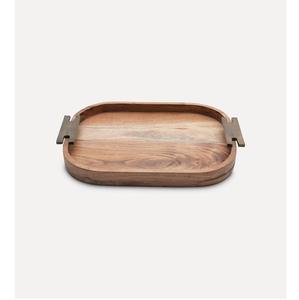 Bandeja de servicio de madera de Acacia elegante y decorativa de fabricación al por mayor, bandeja de madera ecológica para desayuno de Hotel, comida de fiesta - Product Image 1