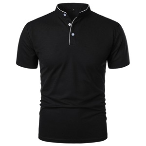 Polo de verano personalizado para hombre al por mayor manga corta suelta básica empalme cuello superior 100% algodón nuevo color sólido transpirable - Product Image 6