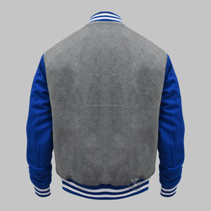 แจ็คเก็ตเบสบอลแขนหนังวัวสำหรับผู้ชายเสื้อโค้ทผ้าขนแกะสไตล์มหาลัยสำหรับผู้ชายเสื้อแจ็กเก็ตกันปักลายตัวอักษร - Product Image 5
