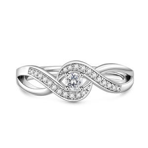 Anillo de Compromiso Jeulia de Plata de Ley con Moissanita, Diseño Infinito Trenzado, Joyería Geométrica Delicada - Product Image 1
