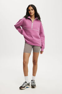 Sudadera con capucha de manga larga con media cremallera, sudaderas con capucha de lana de algodón rosa, sudadera para mujer, ropa de calle con estampado Puff, prendas de vestir OEM Gymwear - Product Image 4