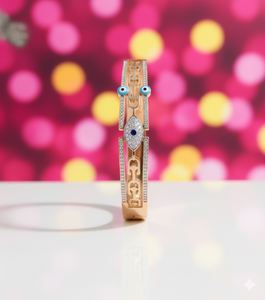 Brazalete de Acero Inoxidable al por Mayor con Piedras de Circonita Cúbica de 2.6 Pulgadas y 12g para Mujer, Brazalete de Ojo Turco para Uso Diario - Product Image 1