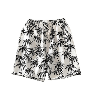 Shorts de plage amples pour hommes en toile imperméable unie de haute qualité, style vintage, avec cordon de serrage, en polyester, pour les vacances d'été - Product Image 2