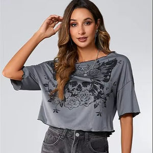 Recién llegado, Top corto para mujer, camisa de manga corta de algodón informal a la moda, perfecta para amantes de la ropa de calle e Influencers de moda - Product Image 3