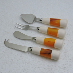 Tốt Nhất Bán Pho Mát Bơ Dao 4 Miếng Thiết Lập Thép Không Gỉ & Nhựa Pho Mát Bộ Cong Xử Lý Bộ Đồ Ăn Pho Mát <span class=keywords><strong>Slicer</strong></span> Dao - Product Image 6