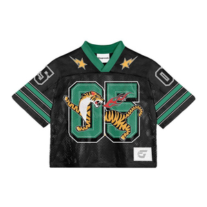 Ropa deportiva, camiseta de fútbol americano recortada de gran tamaño, traje de estilo holgado, camisetas de malla de fútbol - Product Image 1