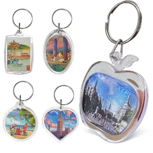 China Manufacturer Promotional Key Rings Wholesale Custom With Picture Aluminum Foil Print Souvenirs Keychain Wholesale