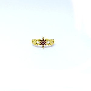 À la mode en argent sterling 925 plaqué or vermeil rubis pierres précieuses femmes portent une bague flocon de neige - Product Image 1