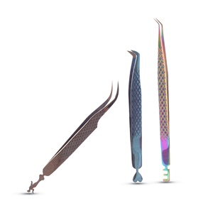 Pinzas de extensión de pestañas injertadas con punta de fibra, pinzas personalizadas de alta calidad con agarre de diamante para aislar pestañas naturales - Product Image 1