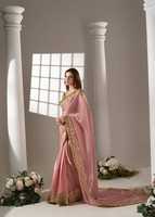 Sari indien tendance à la vente chaude, vêtements de fête pour femmes, prêt-à-porter fantaisie, brodé en géorgette de polyester, longueur au sol