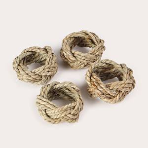 Ensemble d'anneaux de serviette en herbe de mer, décoration de table de mariage, herbe de mer naturelle, anneaux de serviette pour le dîner - Product Image 3