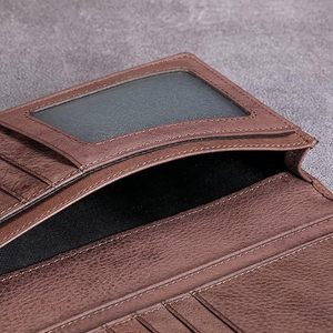 Carteras largas con forro RFID de cuero genuino de alta calidad de diseñador para hombre, venta al por mayor OEM con cierre plegable, tarjeteros de viaje - Product Image 4