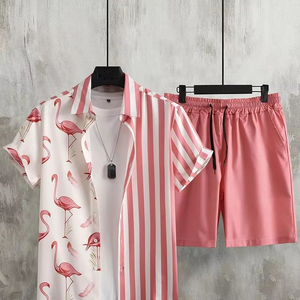 Conjunto de camisa y pantalones cortos de manga corta para hombre, conjunto de dos piezas informal fresco para viajes diarios al aire libre de verano para hombre - Product Image 2