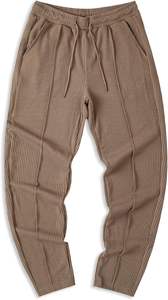 Pantalon de yoga taille haute pour femme en tricot côtelé stretch léger coupe ajustée fuselée avec poches - Product Image 4